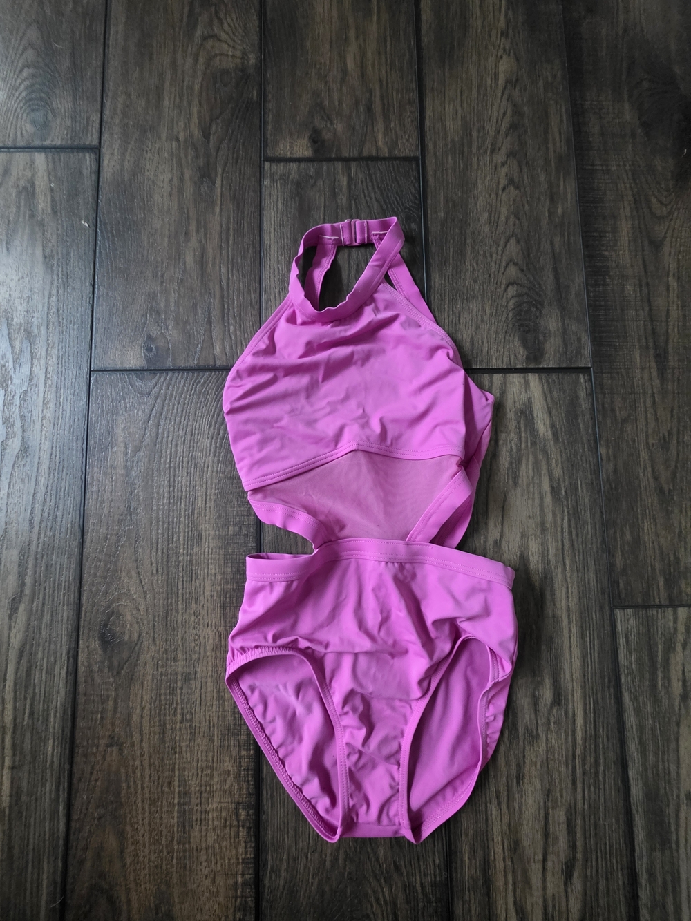 balera Hot Pink Kids One-Piece Swimsuit with High Neck and Side Cutout